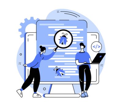 Software testing abstract concept vector illustration. IT software application testing, quality assurance, QA team, bug fixing, automation and manual, website and mobile abstract metaphor.